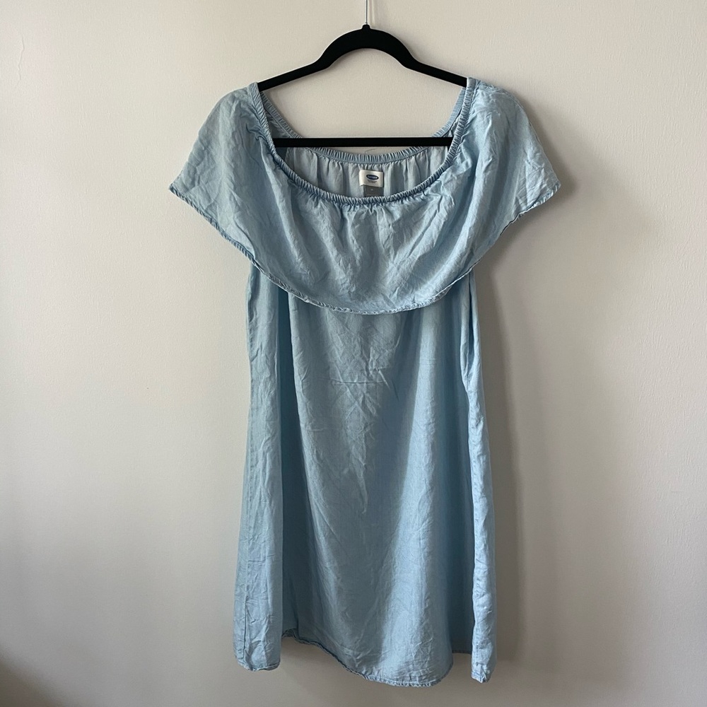 Chambray Off The Shoulder Mini Dress
